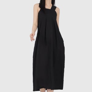 100% Linen Dress with Pockets Romantic Linen Maxi Dress Plus Size Linen Sleeveless Dress Linen Tank Dress Summer Style Dress F594 8
