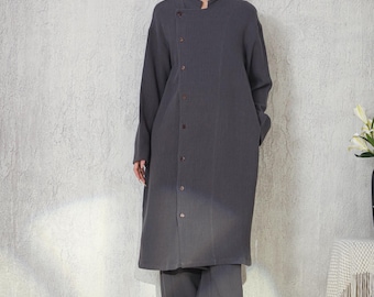 Giacca vintage in cotone e lino oversize da donna, calda e casual, abbigliamento da donna F836