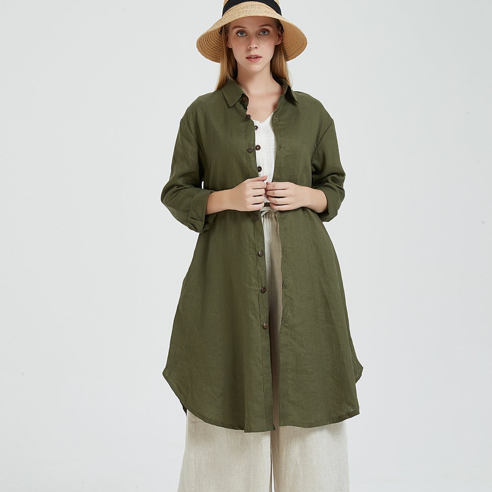 Linen Shirts Women Linen Long Shirts Women, Linen Long Sleeves Shirt, Linen Long Shirt Dress, Loose Soft Casual Shirt, Oversized Shirt, Plus Size Clothing R1 Linen Coat Men Women Sunrisetee