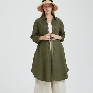 Linen long shirts women, Linen Long Sleeves shirt, Linen long shirt dress, loose soft casual shirt, oversized shirt, plus size clothing R1