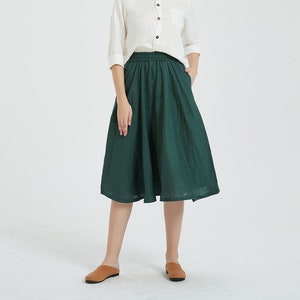 Women&#39;s linen skirt, vintage skirt, linen midi skirt, circle skirt, plus size skirt, fall spring dress boho loose soft skirt R12-2