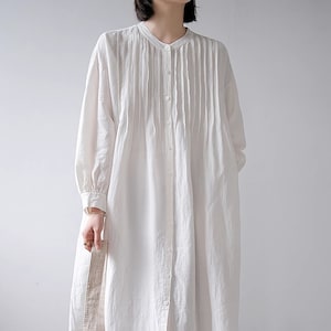 Women's 100% Linen Dresses Loose Long Sleeve Dress Linen Maxi Coat Large Size Linen Dress Oversized Handmade Custom Robe Caftan N303