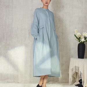 Long Sleeve Oversized Cardigan Plus Size Coat Spring Fall Winter Jacket Loose Casual Tunic Robe Linen Shirt Dress M053