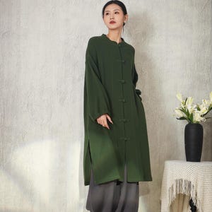 レディース リネンコットンコート 改良中国風コート オーバーサイズ 暖かいカーディガン 禅服 春秋 プラスサイズ ロングコート F808
