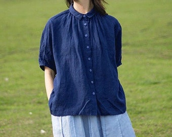 Linen shirt linen cardigan Linen tops for women long sleeves shirt soft loose linen blouse oversized shirt plus size custom clothing N259
