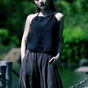 Ladies Linen Camisole, Linen Tank Top, Linen Vest, Retro Vest, Tube Top, Women Vest, Sexy Top Sustainable Clothing, sleeveless tied top F247