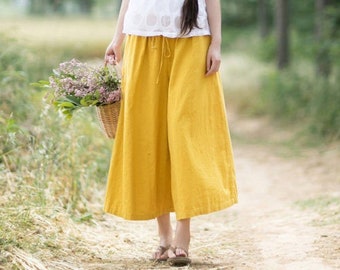 Women Linen cotton pants linen wide leg pants full length harem pants long pants loose trousers fall spring custom long plus size pants A117