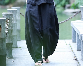 Pure linen pants women wide leg pants oversized harem pants soft loose large size linen maxi trousers spring custom plus size pants boho B33