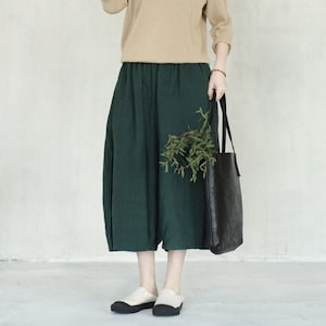 Linen Pants Elastic Waist Linen Skirt Pants Soft Casual Loose Large Size Trousers Oversized Wide Leg Pants Customized Linen Clothing N257