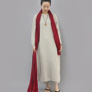 Linen Dresses for Women, Long Sleeves Linen maxi dress, large size linen oversized dress custom dress loose soft casual fall dress N27