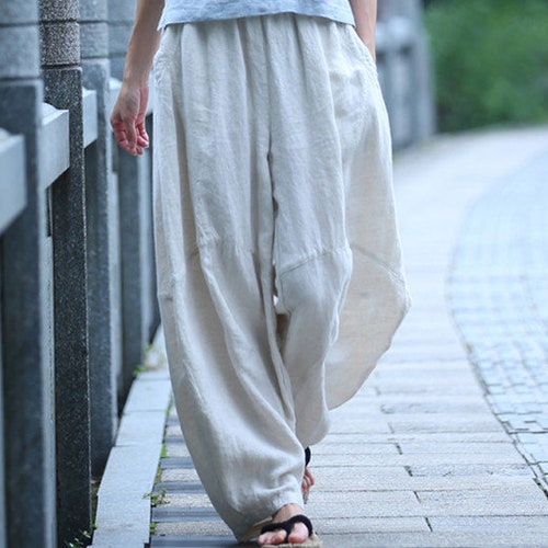 Kleding Dameskleding Broeken & Capriboeken Broeken Wide Leg Linen Pants Linen Long Pants Premium Linen Clothing for Women 