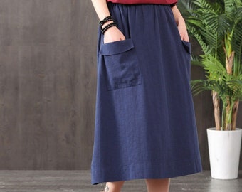 Women's linen skirt, vintage skirt, linen skirt, women skirt, plus size skirt, maxi skirt, fall spring skirt custom hand made skirt N254