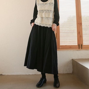 Women Linen cotton skirt, Vintage midi Skirt, Bohemian Skirt, Summer skirts, plus size skirt, women skirt, Custom Elastic waist skirt R12