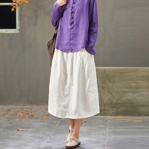 Women's linen skirt pockets, vintage skirt, linen midi skirt plus size skirts, fall spring dress boho, oversized custom skirt flax skirt N60