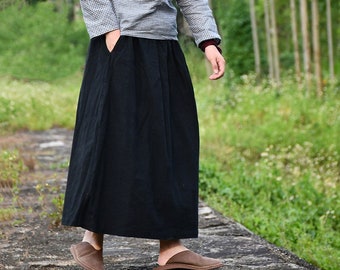 Women's skirt, linen vintage skirt, linen skirt, A linen skirt, plus size skirt, maxi skirt, fall spring skirt custom hand made skirt R12