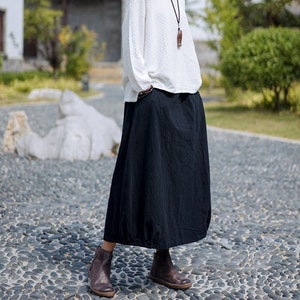 Women Linen cotton skirt, Vintage midi Skirt, Bohemian Skirt, Summer skirts, plus size skirt, Custom skirt, Elastic waist skirt N174