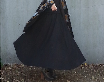 Damesrok, wollen rok, vintage rok, maxirok, lange wollen rok, A-lijnrok, rok met zakken, grote maten rok, jaren 50 winter herfst rok S19-1