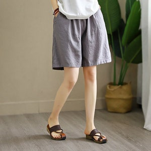 linen shorts women shorts linen wide leg shorts loose casual trousers fall spring custom shorts plus size shorts summer beach shorts N88