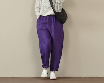 Women 100% Linen pants maxi pants wide leg pants loose casual long trousers spring custom hand made linen pants plus size pants boho Y79