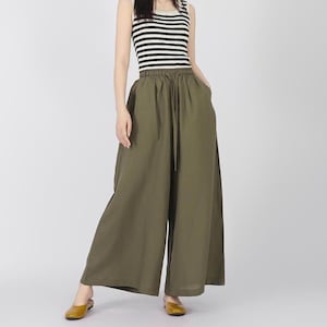 Women's 100% Linen pants Palazzo Pants Wide Leg Pants Long Pants Boho Style Hippie Long Pants Loose Maxi Trousers Plus Size Linen Pants F131