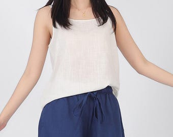 Women's linen cotton vest sleeveless vest summer top linen blouse loose linen shirt casual tank tops oversized clothing plus size top N103