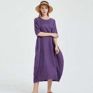 Linen dress for women, linen maxi dress, loose long linen tunic dress, oversized dress, summer dress, plus size clothing, boho dress  A30