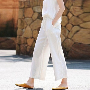 100% Linen pants women maxi pants wide leg pants loose casual long trousers spring custom hand made linen pants plus size pants boho N05