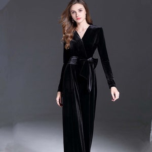Women Velvet jumpsuit v neck long sleeves romper Wide Leg Jumpsuit Loose Custom Jumpsuit with belt Overalls Plus Size Clothing Holiday R58