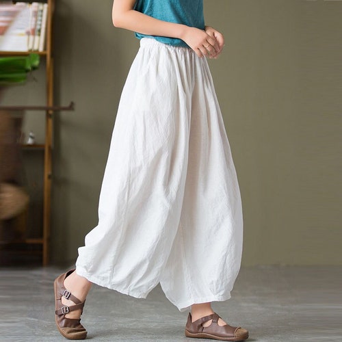 Pure Linen Pants Women Wide Leg Pants Oversized Harem Pants - Etsy