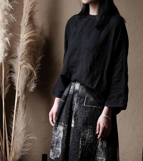 Blouse Femme 2025 Chemisier Coton Et Lin Femme Chemise Chic Et Élégant Pour Femmes Col En V Manches Courtes Bouton Tops Couleur Unie LâChe Respirant T-Shirts Grande Taille Pas Cher Tunique Casual