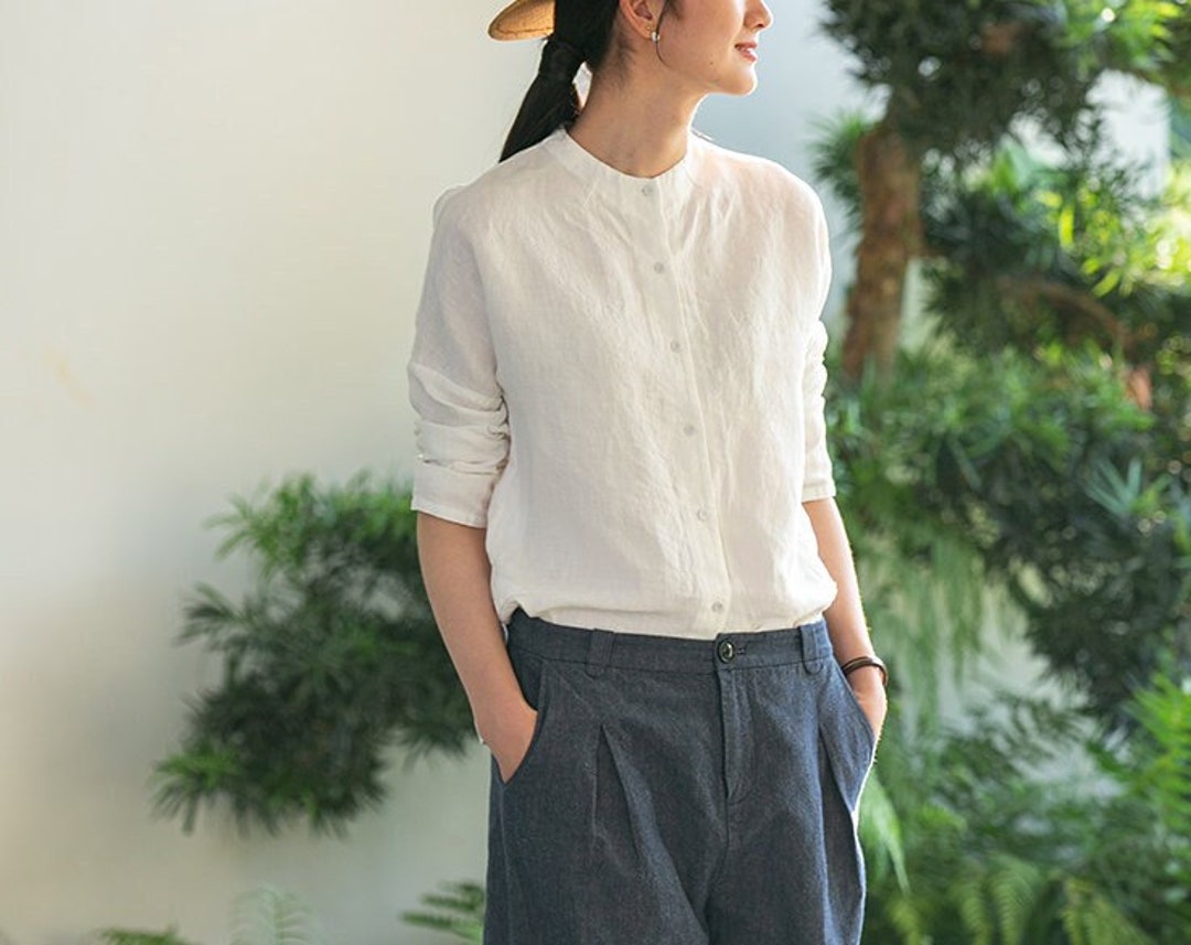 Linen Shirt for Women, Long Sleeve Shirt, White Shirt, Loose Linen ...