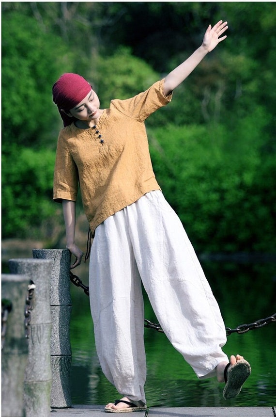Harem Pants Women Pure Linen Pants Wide Leg Pants Oversized Clothing custom Linen Maxi Pants Loose Casual Pants Plus Size Pants B33 Etsy Australia