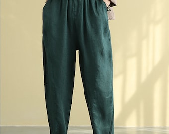 Linen pants for women linen long pants wide leg pants full length loose casual long trousers spring summer plus size pants boho N13