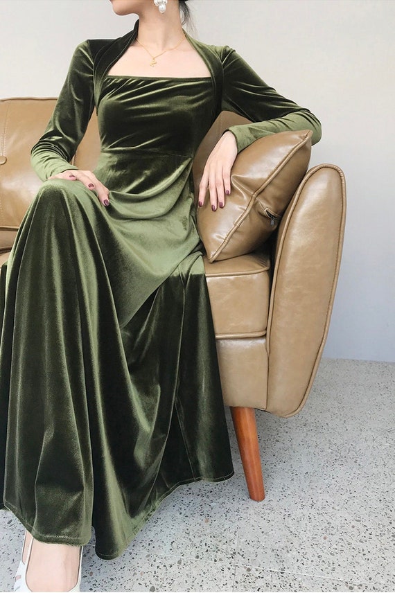 velvet long dress