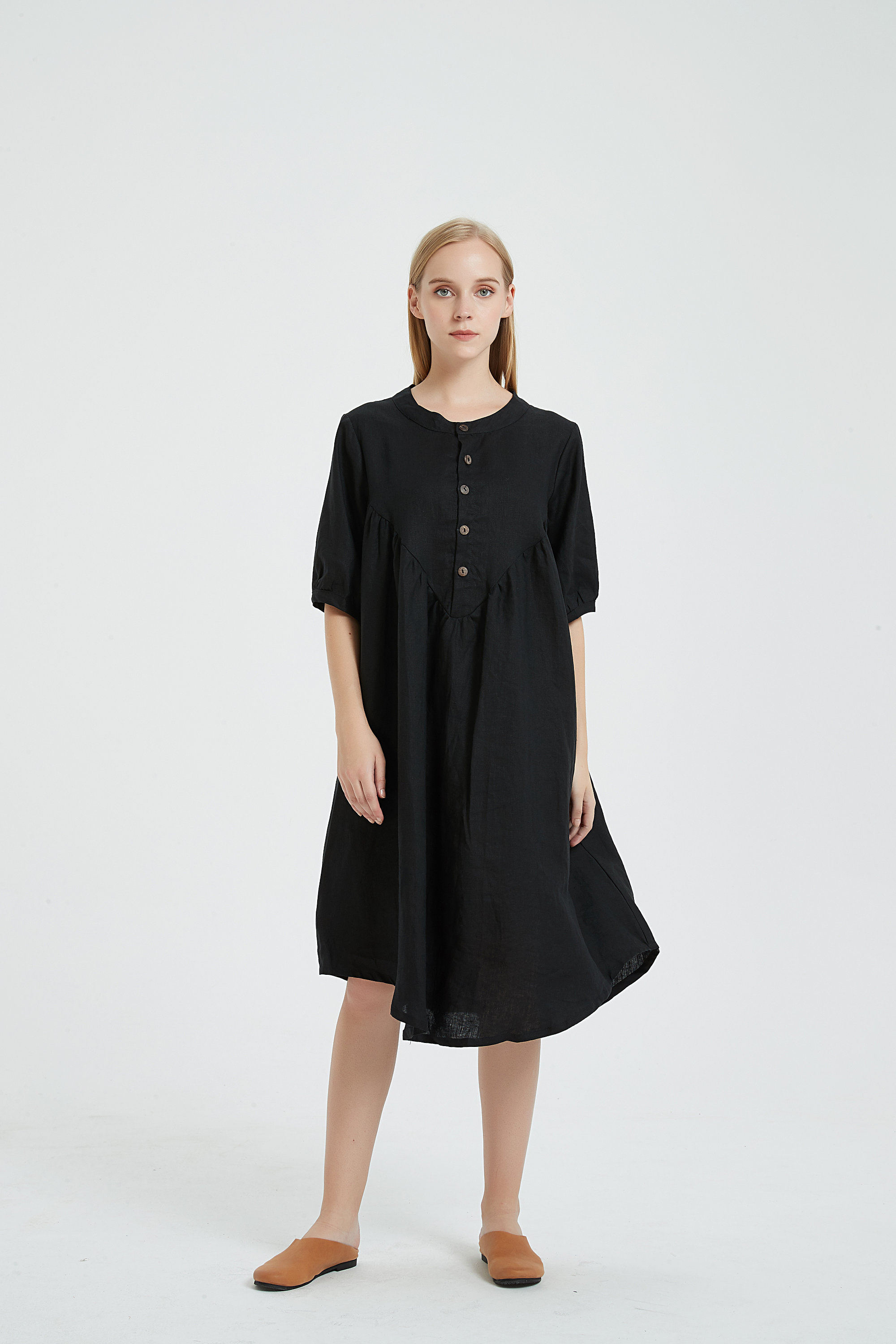 Linen dresses for women linen half sleeves dress linen maxi | Etsy