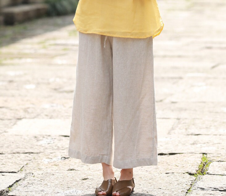 100% Linen Pants Women Maxi Pants Wide Leg Pants Loose Casual - Etsy