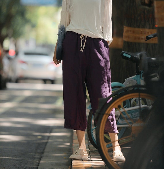 Linen pants women wide leg pants oversized pants soft loose large size linen trousers spring custom pants boho N56
