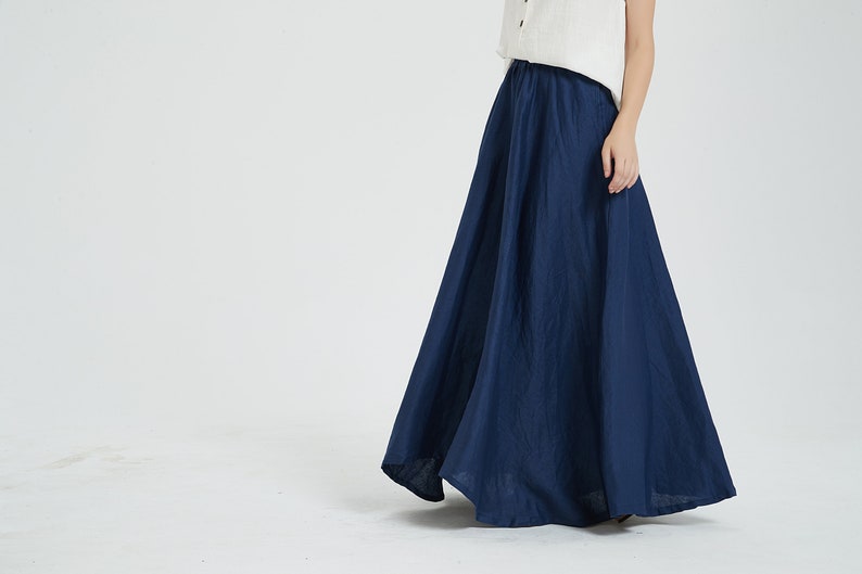 Women's linen long skirt, vintage skirt, linen skirt, women skirt, plus size skirt, maxi skirt, fall spring skirt custom hand made skirt R12 zdjęcie 3