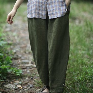 Linen pants wide leg pants oversized harem pants soft loose large size maxi trousers spring custom plus size pants women pants boho N162 image 4