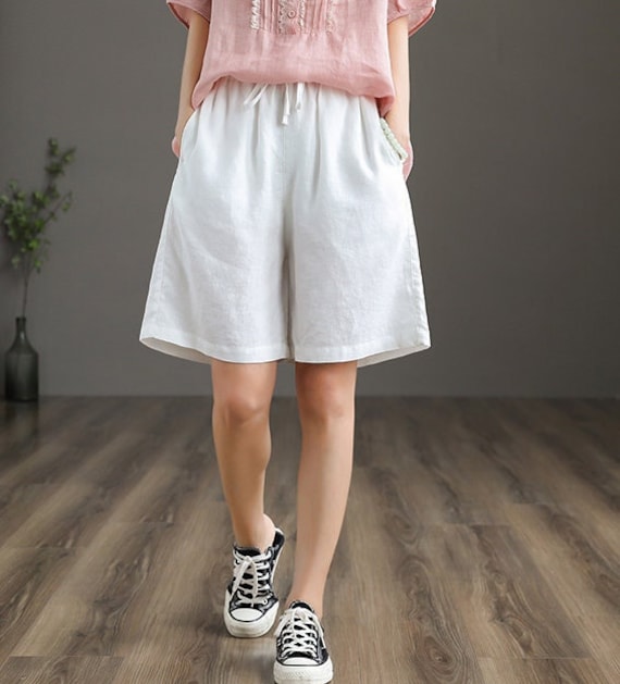 Linen Shorts for Women Linen Wide Leg Shorts Loose Casual