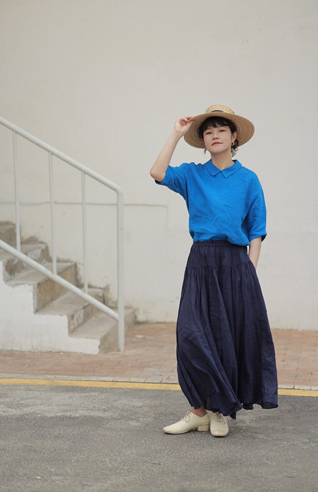 【BAON】Lovey pin tuck cotton banding long skirt FW ver Long Skirt Bilitis - Pink Krysan | Spring Collection