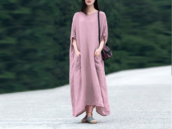 chinese dress ladies Women's Long Sleeve Loose Plain Maxi Dresses Casual Long Dresses with –  RITUALISTIC GIFTS main image 0