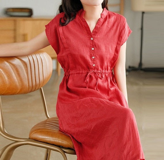 Linen Dresses for Women Sleeveless Linen Midi Dress Loose Custom Oversized Dress Boho Soft Casual Summer Dress Plus Size Clothing N74