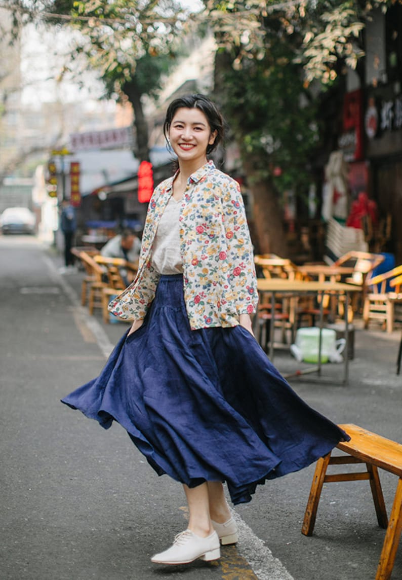 Women's Linen Long Skirt Vintage Skirt Linen Skirt Etsy