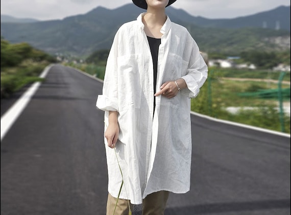 Women Linen Shirts Long Sleeves Shirt Pure Linen Blouses