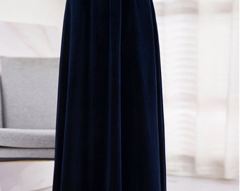 【COLOR iN ID】Velvet long shirring skirt LONG VELVET SKIRT | Black Velvet Elegant Long Pencil Skirt