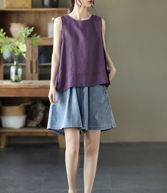 Sleeveless Tops 100% Linen Shirt Women Linen Blouses Soft - Etsy