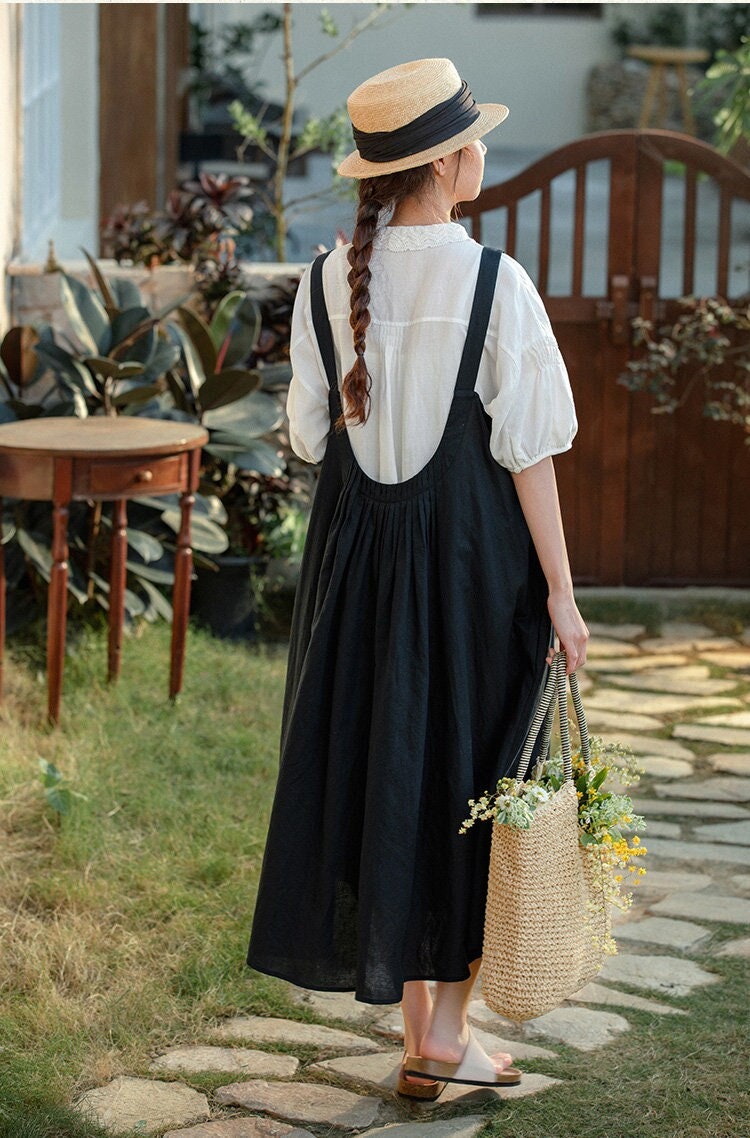 Linen dresses for women strap linen dress sleeveless maxi dress summer casual oversized dress boho linen clothing plus size clothing F322