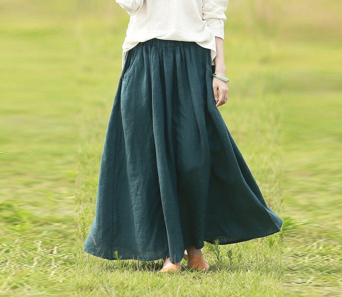 Women's Linen Long Skirt Vintage Skirt Linen Skirt - Etsy