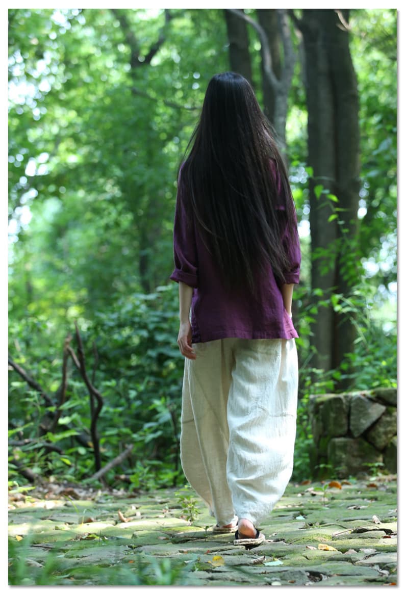 Linen pants for women, long pants, wide leg pants, full length harem pants, loose maxi trousers, fall spring custom long plus size pants B33 image 5